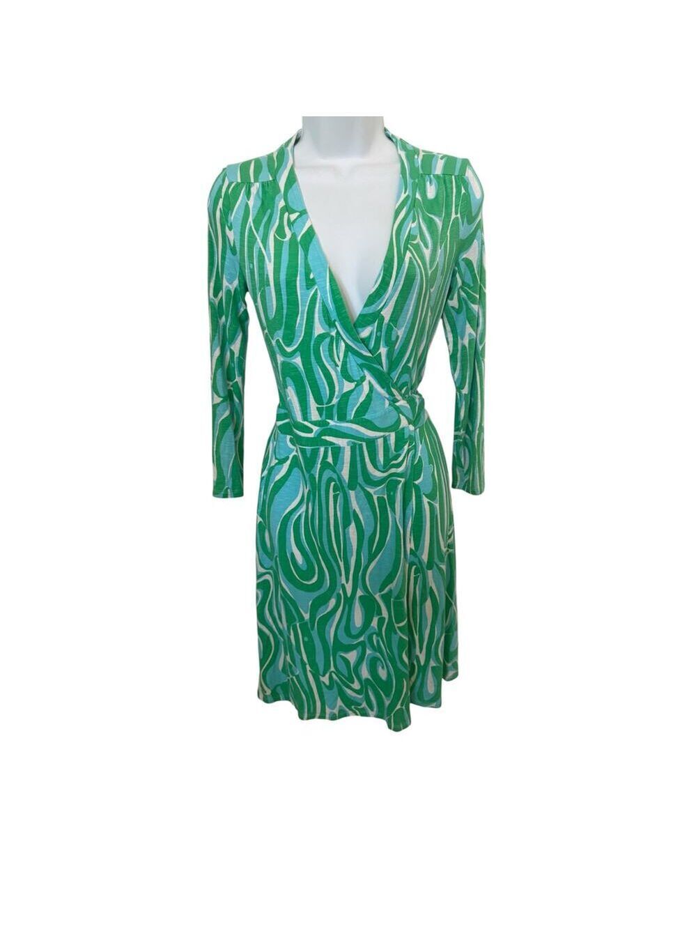 Lilly Pulitzer Green/Blue/White Wrap Dress XS